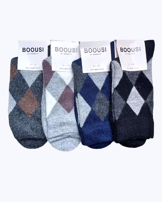 جوراب کلاسیک مردانه طرح چهارخونه BOOUSI